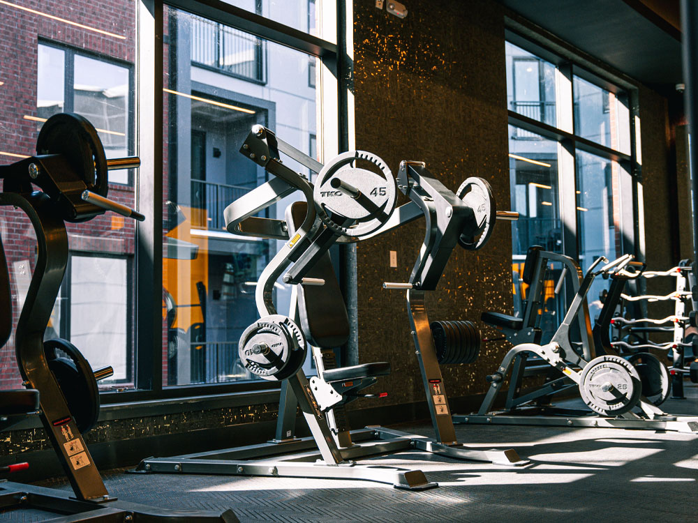 weight benches in a line